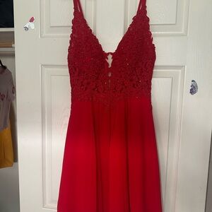 Narianna Vibrant Red Lace Dress